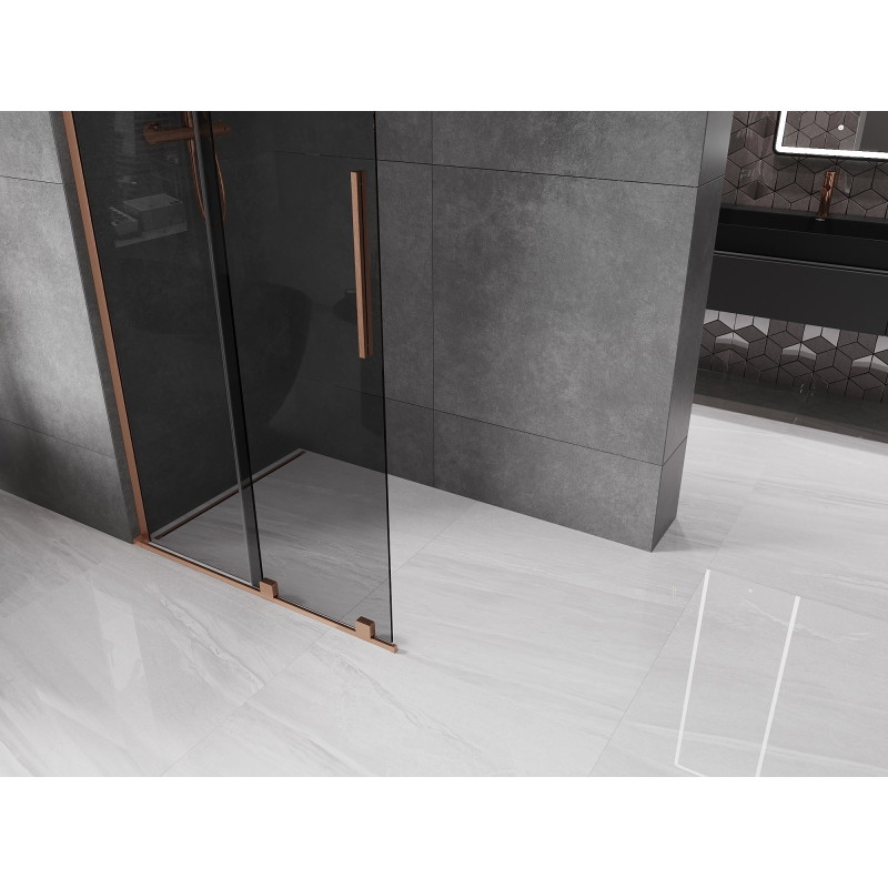 Mexen Velar L klizni paravan klizni Walk-in 90 x 200 cm, grafit 8 mm, brušena bronca - 871-090-003-43-65