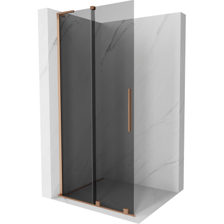 Mexen Velar L Schuifbare douchewand Walk-in 100 x 200 cm, grafiet 8 mm, geborsteld koper - 871-100-003-43-65