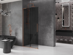 Mexen Velar L mampara de ducha deslizante Walk-in 120 x 200 cm, grafito 8 mm, cobre cepillado - 871-120-003-43-65