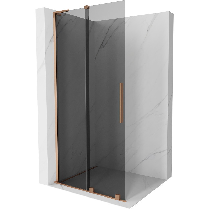 Mexen Velar L klizna stijena za tuširanje Walk-in 120 x 200 cm, grafit 8 mm, brušena bakra - 871-120-003-43-65