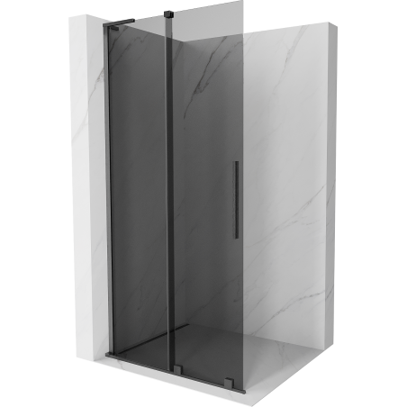Mexen Velar L Sliding Shower Wall Walk-in 90 x 200 cm, graphite 8 mm, brushed gun gray - 871-090-003-43-66