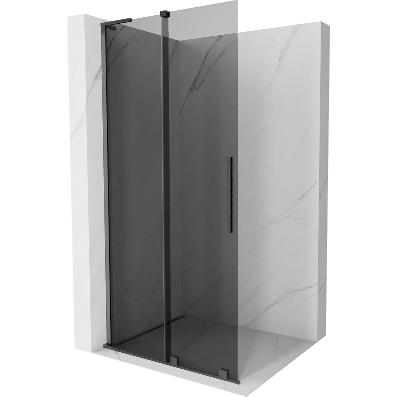 Mexen Velar L Skjutbar duschvägg Walk-in 110 x 200 cm, grafit 8 mm, borstade gun gray - 871-110-003-43-66