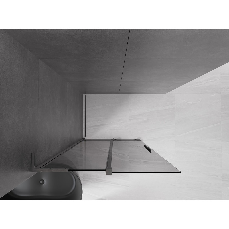 Mexen Velar L klizna stijena koja se pomiče Walk-in 90 x 200 cm, grafit 8 mm, gun gray brušeni - 871-090-003-43-66