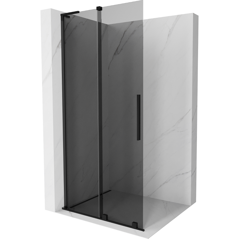 Mexen Velar L parede de duche deslizante Walk-in 100 x 200 cm, grafite 8 mm, preta - 871-100-003-43-70