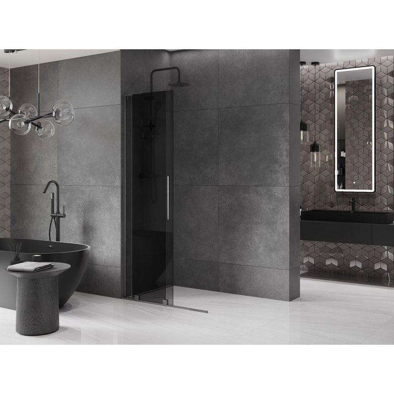 Mexen Velar L Schiebetür Dusche Walk-in 110 x 200 cm, graphit 8 mm, gebürstet gun gray - 871-110-003-43-66