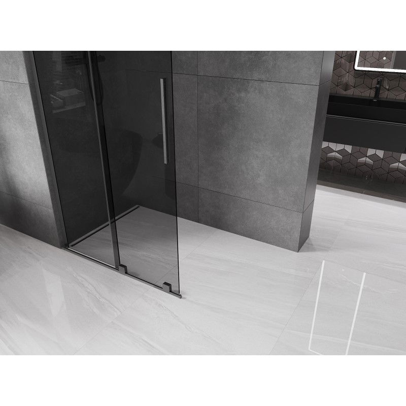 Mexen Velar L sliding shower wall Walk-in 120 x 200 cm, graphite 8 mm, brushed gun gray - 871-120-003-43-66