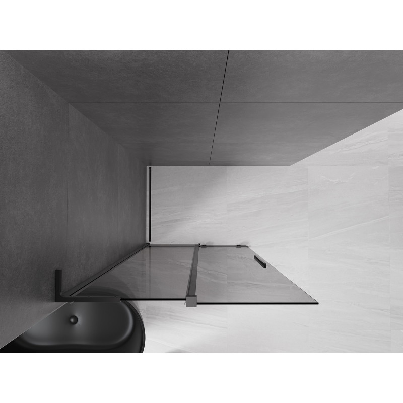 Mexen Velar L ścianka prysznicowa rozsuwana Walk-in 90 x 200 cm, grafit 8 mm, czarna - 871-090-003-43-70
