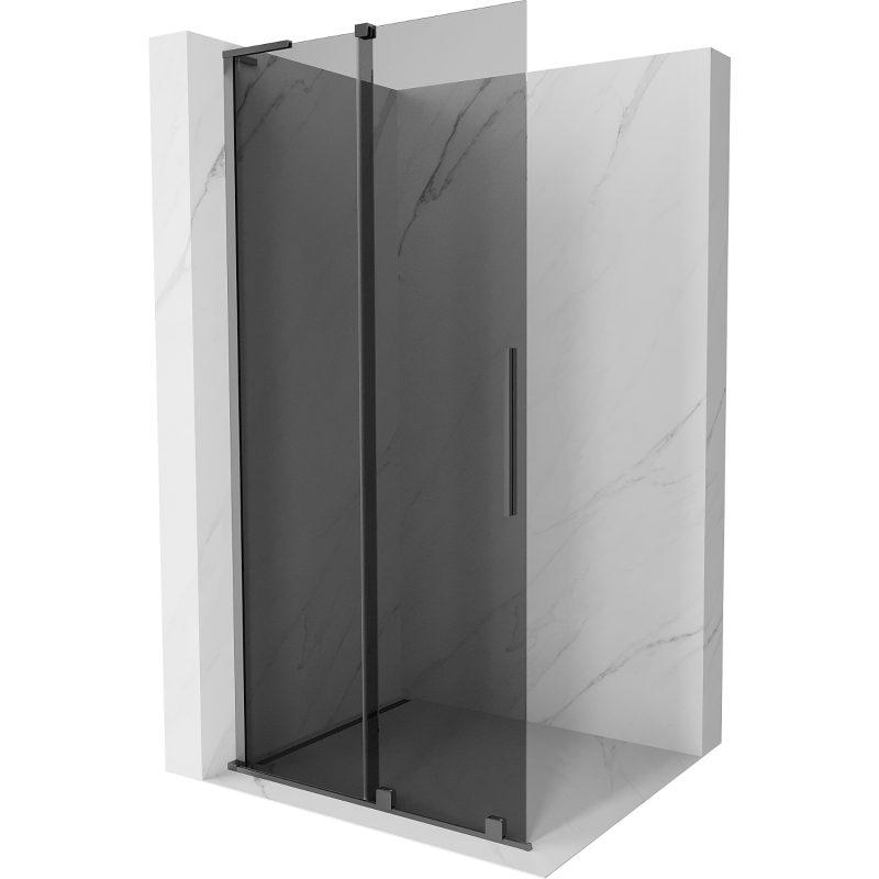 Mexen Velar L mampara de ducha deslizante Walk-in 110 x 200 cm, grafito 8 mm, metal pistola - 871-110-003-43-95