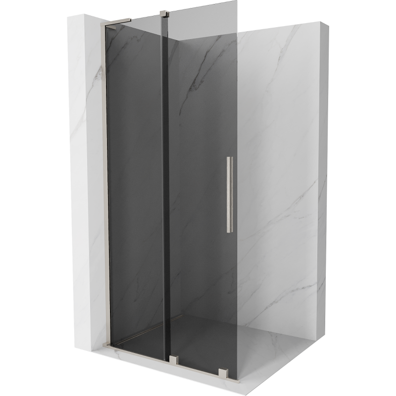 Mexen Velar L parede de duche deslizante Walk-in 90 x 200 cm, grafite 8 mm, níquel escovado - 871-090-003-43-97