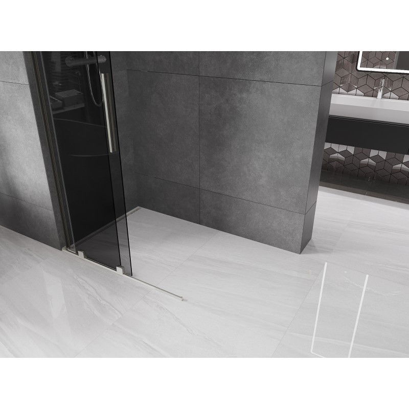 Mexen Velar L Sliding Walk-in Duschwand 100 x 200 cm, Grafit 8 mm, gebroschter Nickel - 871-100-003-43-97