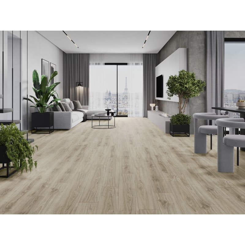 Mexen Madison sample of SPC vinyl panels 6.5 mm, IXPE underlay 1.5 mm, 4 V-Groove, Oak - F1045-S