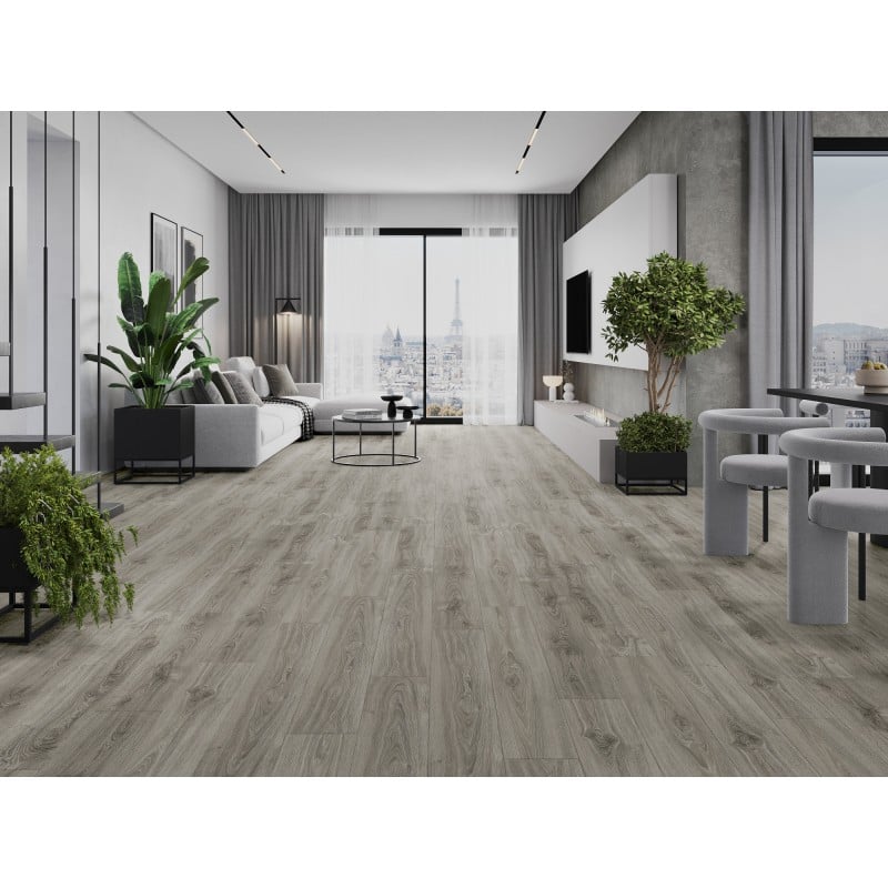 Mexen Silver Creek muestra de paneles de vinilo 1240 x 182 mm SPC 6,5 mm, base IXPE 1,5 mm, 4 V-Fuga, Roble - F1047-S