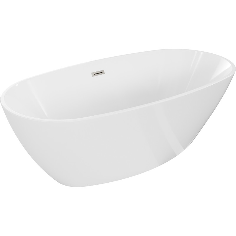 Mexen Eris vabalt seisev vann 180 x 95 cm, valge, harjatud nikkel ülevool - 53441809500-97