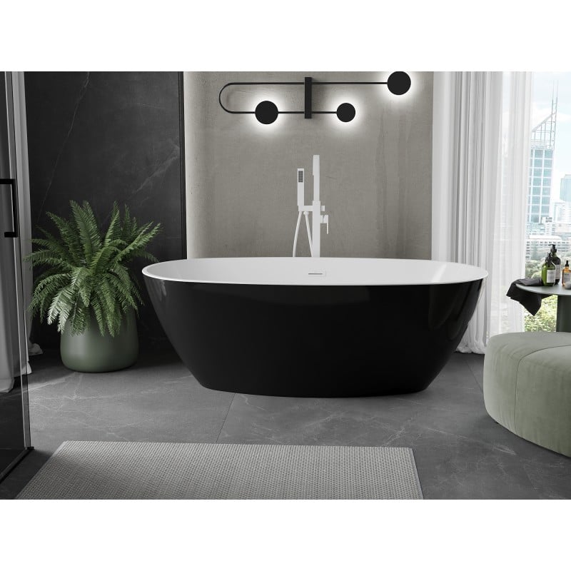 Mexen Eris freestanding bathtub 180 x 95 cm, white/black, white overflow - 53441809575-20