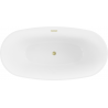Mexen Eris freistehende Badewanne 180 x 95 cm, weiß/schwarz, Überlauf gold gebürstet - 53441809575-55