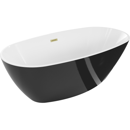 Mexen Eris freestanding bathtub 180 x 95 cm, white/black, brushed gold overflow - 53441809575-55