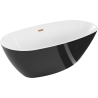 Mexen Eris freistehende Badewanne 180 x 95 cm, weiß/schwarz, Überlauf gebürstetes Kupfer - 53441809575-65