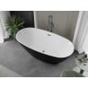 Mexen Eris freistehende Badewanne 180 x 95 cm, weiß/schwarz, Überlauf gun gray gebürstet - 53441809575-66