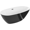 Mexen Eris freistehende Badewanne 180 x 95 cm, weiß/schwarz, schwarzer Überlauf - 53441809575-70
