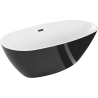 Mexen Eris freistehende Badewanne 180 x 95 cm, weiß/schwarz, Überlauf schwarz - 53441809575-70