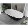 Mexen Eris freistehende Badewanne 180 x 95 cm, weiß/schwarz, schwarzer Überlauf - 53441809575-70