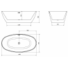 Mexen Eris freistehende Badewanne 180 x 95 cm, weiß/schwarz, schwarzer Überlauf - 53441809575-70