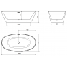 Mexen Eris vrijstaande badkuip 180 x 95 cm, wit/zwart, zwarte overloop - 53441809575-70