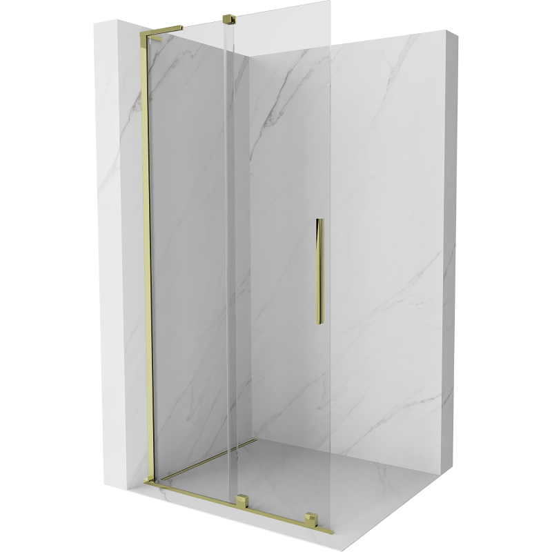 Mexen Velar L Duschwand Schiebetür Walk-in 100 x 200 cm, transparent 8 mm, gold - 871-100-003-03-50