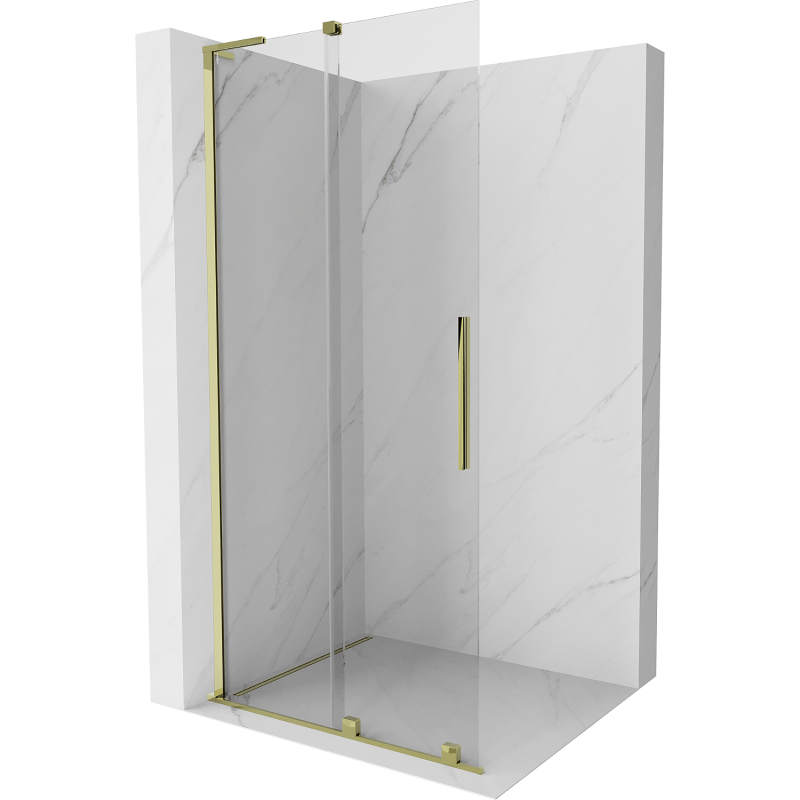 Mexen Velar L Duschwand verschiebbar Walk-in 100 x 200 cm, transparent 8 mm, gold - 871-100-003-03-50