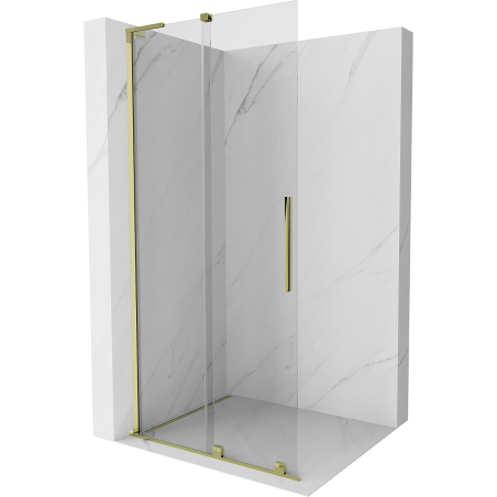 Mexen Velar L Duschwand Schiebetür Walk-in 100 x 200 cm, transparent 8 mm, gold - 871-100-003-03-50