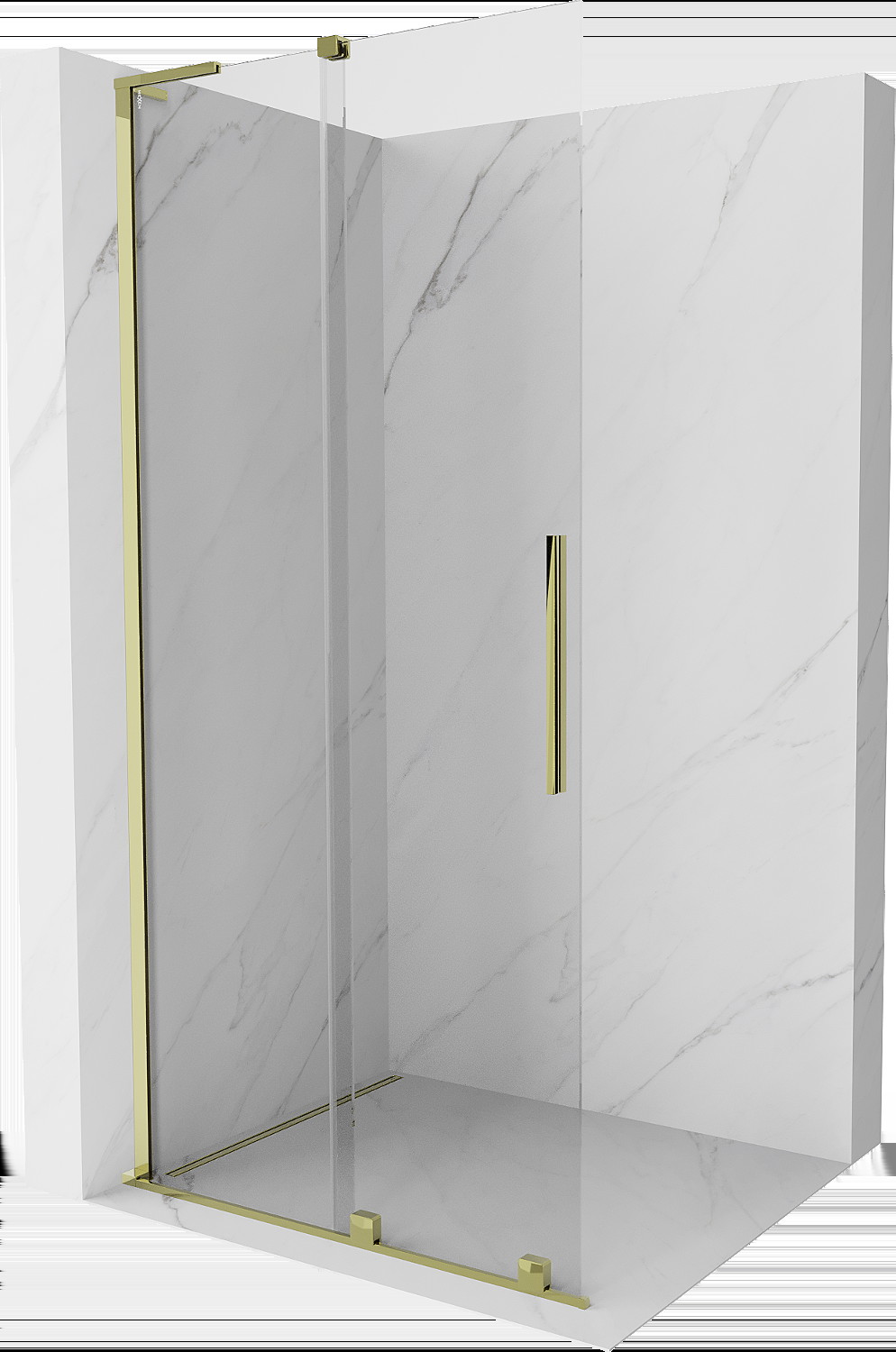 Mexen Velar L ścianka prysznicowa rozsuwana Walk-in 100 x 200 cm, transparent 8 mm, złota - 871-100-003-03-50