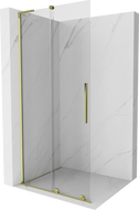 Mexen Velar L Skjutbar duschvägg Walk-in 100 x 200 cm, transparent 8 mm, guld - 871-100-003-03-50