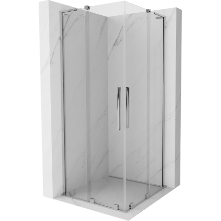 Mexen Velar L Duo bīdāmā dušas kabīne 80 x 80 cm, caurspīdīga, hroma - 871-080-080-02-03-01