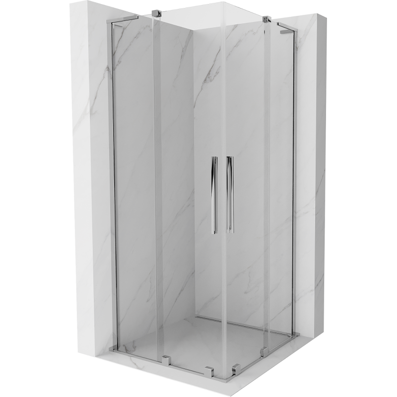 Mexen Velar L Duo Duschkabine mit Schiebetür 100 x 100 cm, transparent, Chrom - 871-100-100-02-03-01