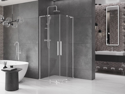 Mexen Velar L Duo schuifbare douchecabine 90 x 90 cm, transparant, chroom - 871-090-090-02-03-01