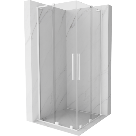 Mexen Velar L Duo sliding shower cabin 80 x 80 cm, transparent, white - 871-080-080-02-03-20