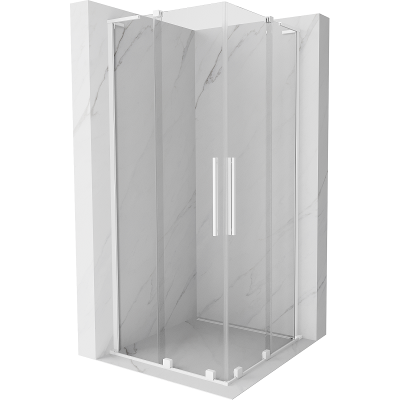 Mexen Velar L Duo Schiebeduschkabine 90 x 90 cm, transparent, weiß - 871-090-090-02-03-20