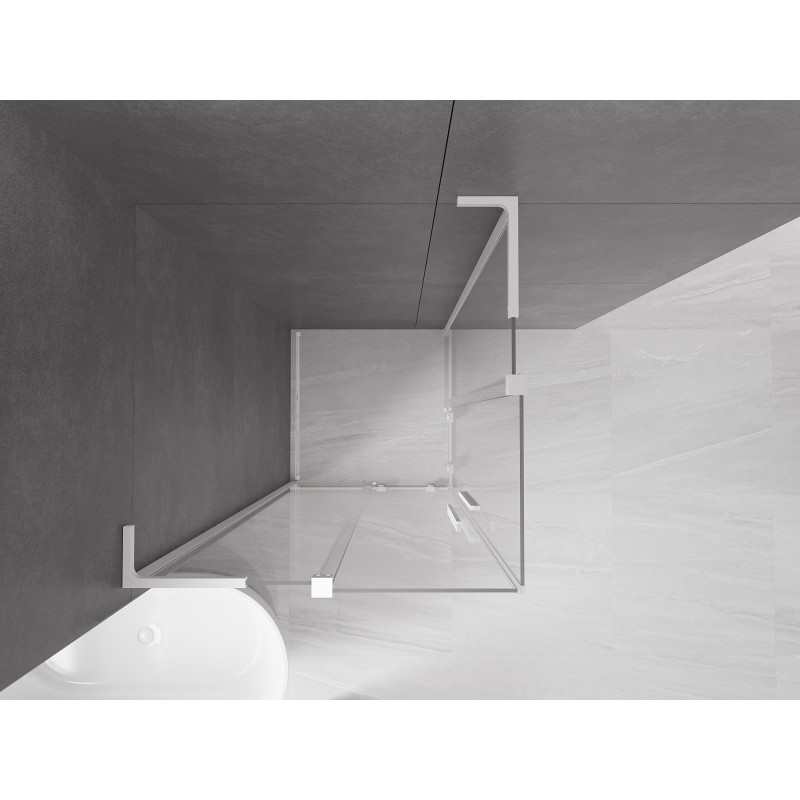 Mexen Velar L Duo drsna tuš kabina 80 x 80 cm, prozorna, bela - 871-080-080-02-03-20