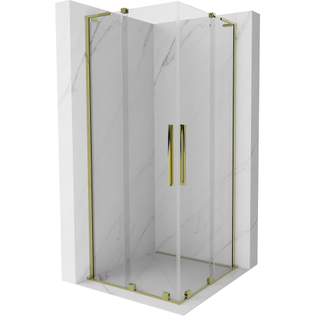 Mexen Velar L Duo cabine de douche coulissante 80 x 80 cm, transparente, or - 871-080-080-02-03-50