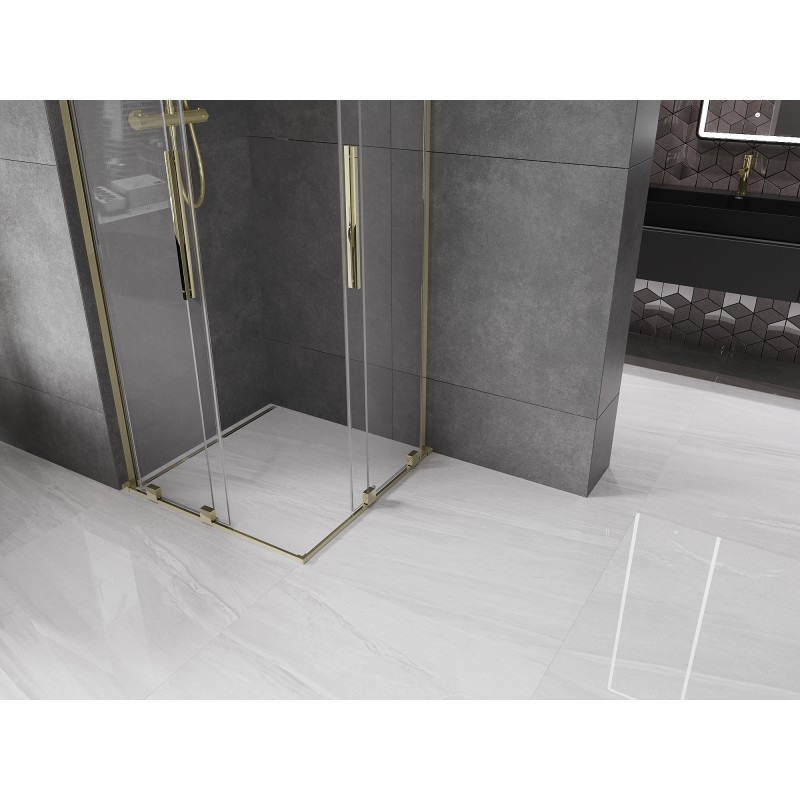 Mexen Velar L Duo kabina prysznicowa rozsuwana 90 x 90 cm, transparent, złota - 871-090-090-02-03-50