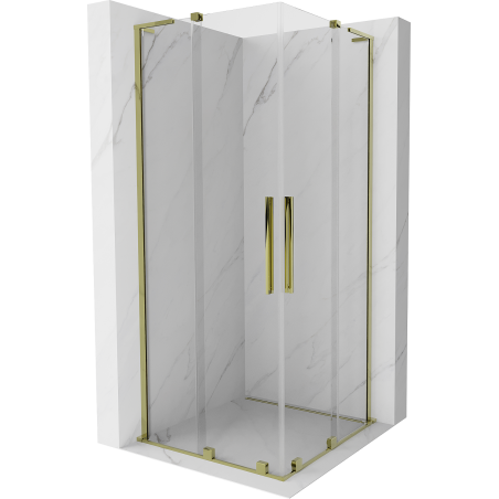 Mexen Velar L Duo Sliding Shower Enclosure 90 x 90 cm, Transparent, Gold - 871-090-090-02-03-50