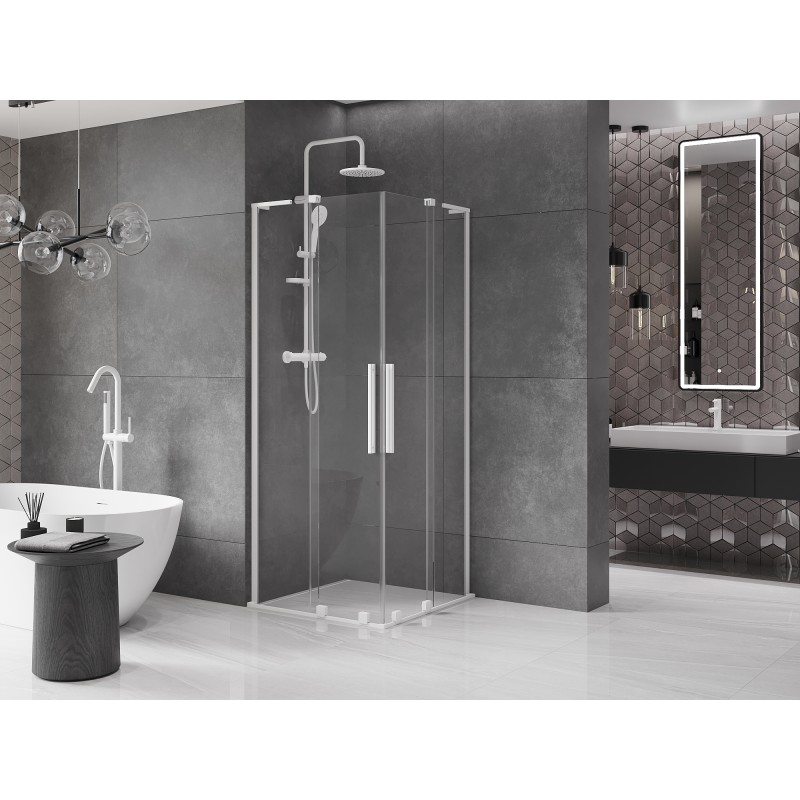 Mexen Velar L Duo kabina prysznicowa rozsuwana 90 x 90 cm, transparent, biała - 871-090-090-02-03-20
