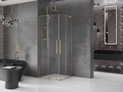 Mexen Velar L Duo cabine de douche coulissante 80 x 80 cm, transparent, or - 871-080-080-02-03-50