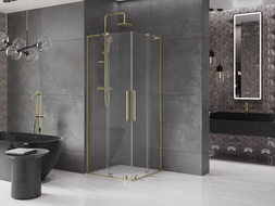 Mexen Velar L Duo Duschkabine Schiebetür 80 x 80 cm, transparent, gold - 871-080-080-02-03-50