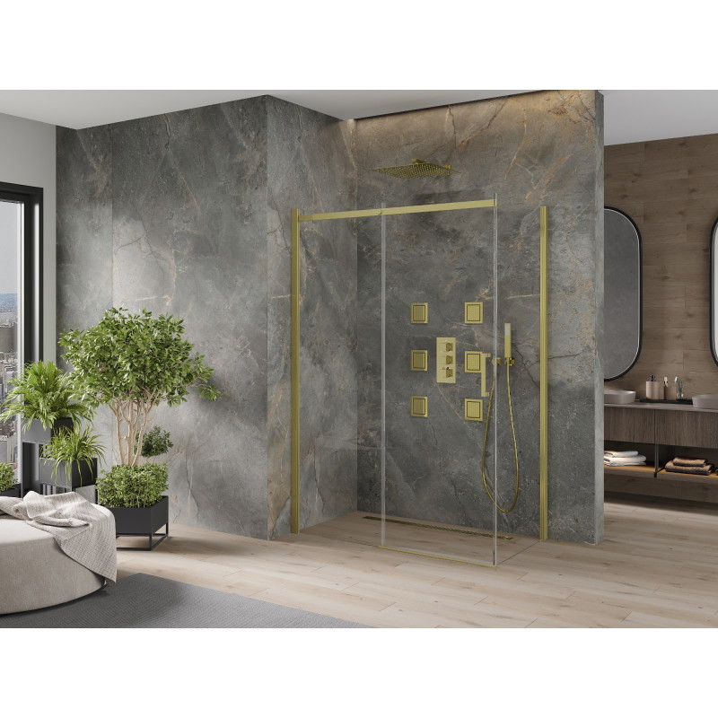 Mexen Omega drsna tuš kabina 140 x 80 cm, prozorna, zlata - 825-140-080-50-00