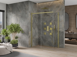 Mexen Omega cabine de douche coulissante 140 x 80 cm, transparent, dorée - 825-140-080-50-00