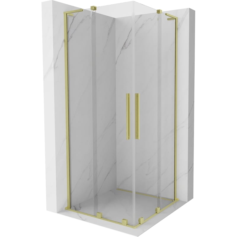 Mexen Velar L Duo klizna tuš kabina klizna 90 x 90 cm, prozirna, zlatna mat - 871-090-090-02-03-55