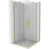 Mexen Velar L Duo douchecabine schuif 90 x 90 cm, transparant, goud geborsteld - 871-090-090-02-03-55