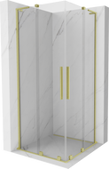 Mexen Velar L Duo drsna kabina za prhanje 90 x 90 cm, prozorna, brušeno zlato - 871-090-090-02-03-55