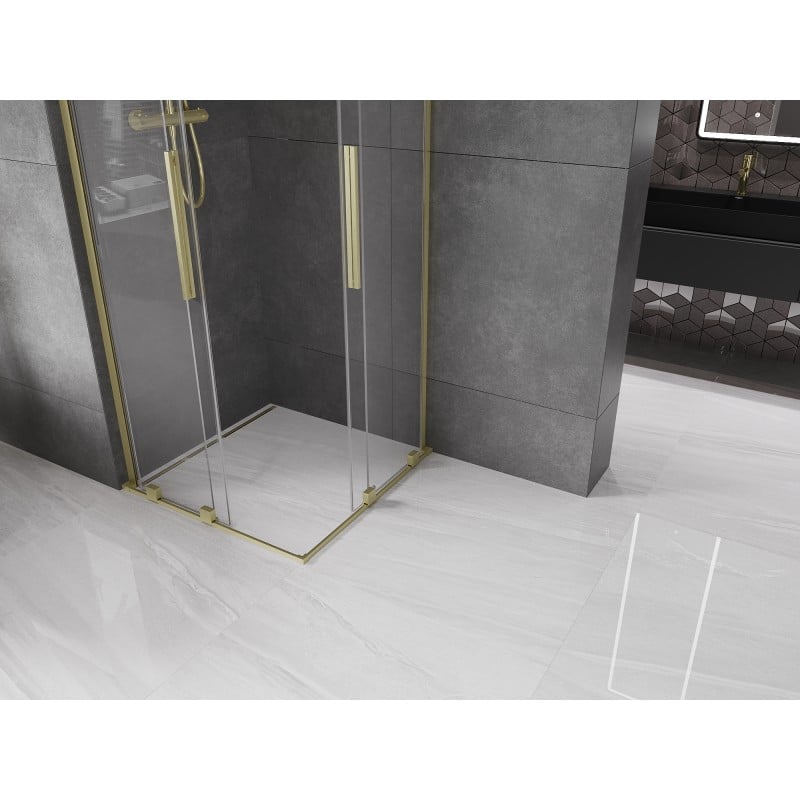 Mexen Velar L Duo kabina prysznicowa rozsuwana 90 x 90 cm, transparent, złota szczotkowana - 871-090-090-02-03-55